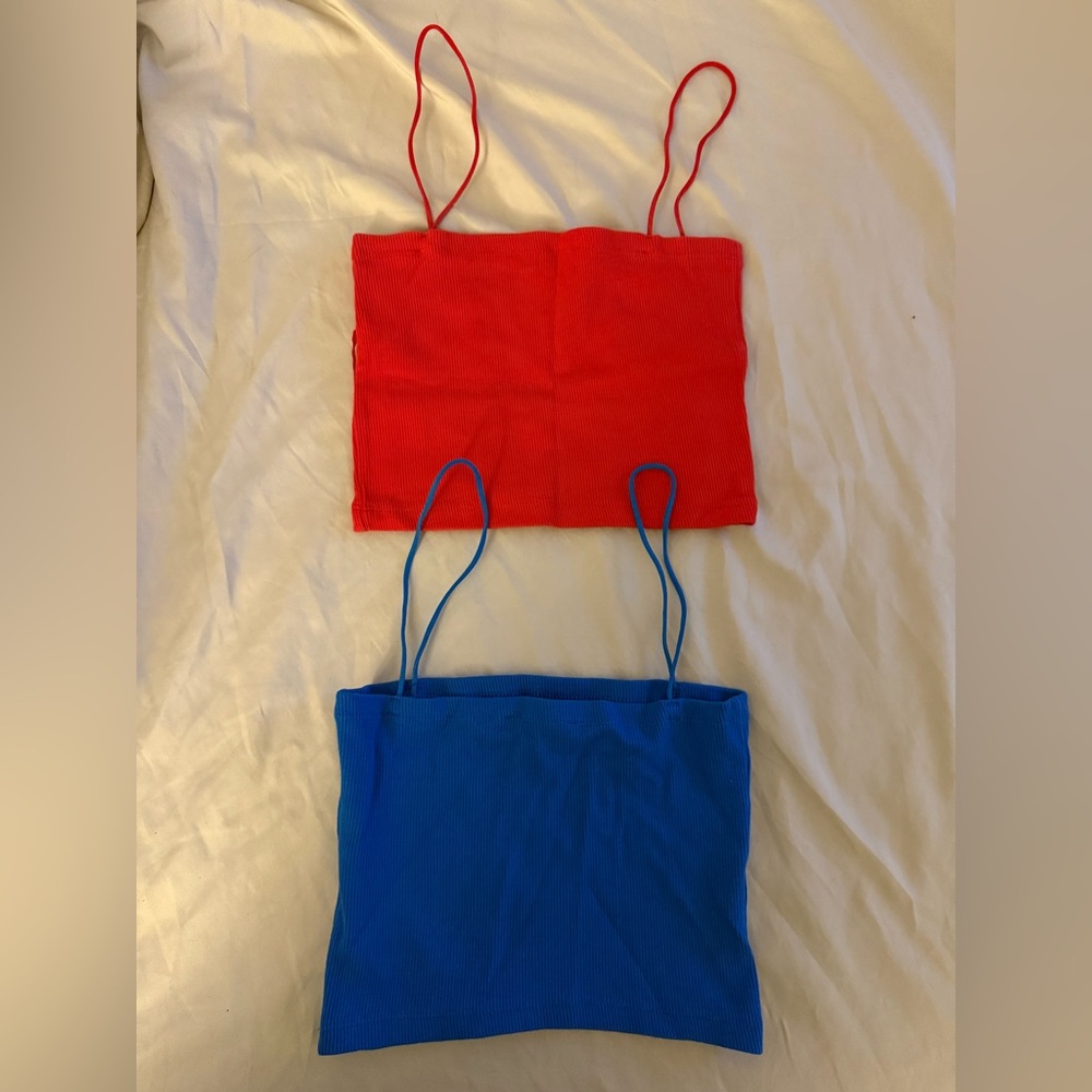Zara Vibrant Blue Knit & red Top 2 piece